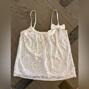 Hollister White Lace Top with Bow